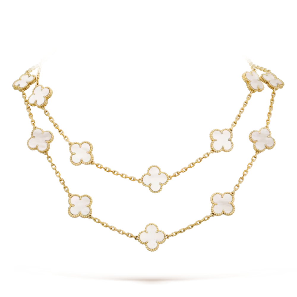Bloom Long Necklace - Golden & White